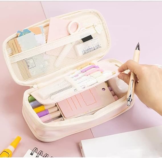 Kawaii ดินสอขนาดใหญ่ความจุปากกากระเป๋า Double Layer สําหรับนักเรียนผู้ถือกระเป๋ากล่องเครื่องเขียน Office Back to School Supplies