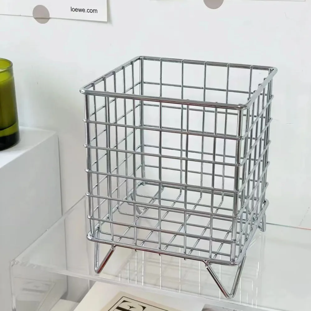 Creative Iron Storage Rack Desktop Book Pen Storage Box Large-Capacity Storage Basket Student Dormitory Sundries Storage Box