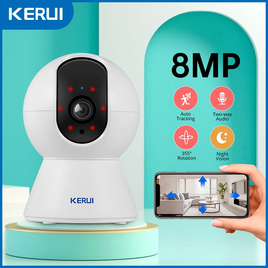 KERUI 5MP 4K Tuya Smart Mini WiFi IP Camera AI Rilevamento umano Telecamera Visione notturna Sorveglianza di sicurezza per bambini Wireless Interno Veio