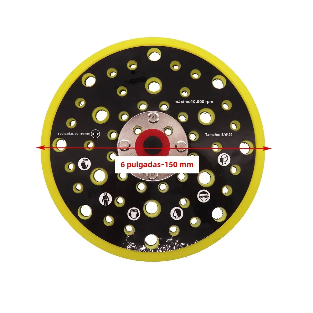 Almohadilla de respaldo para lijadora, almohadillas de lijado de gancho y bucle con rosca de 5/16 "-24 sin polvo, soporte de disco de lijado para MIRKA, 6 ", 150mm, 9/15/17/52 agujeros