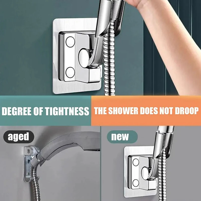 Soporte de ducha 2024, soporte de pared autoadhesivo ajustable sin perforaciones, soporte para cabezal de ducha montado en el baño, accesorios de baño de ducha