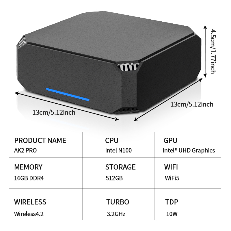 FIREBAT AK2 PLUS Mini PC Gamer Intel N100 CPU Windows 11 Mini PC Gaming DDR4 16GB RAM 512GB SSD NVME M2 WIFI5 BT4.