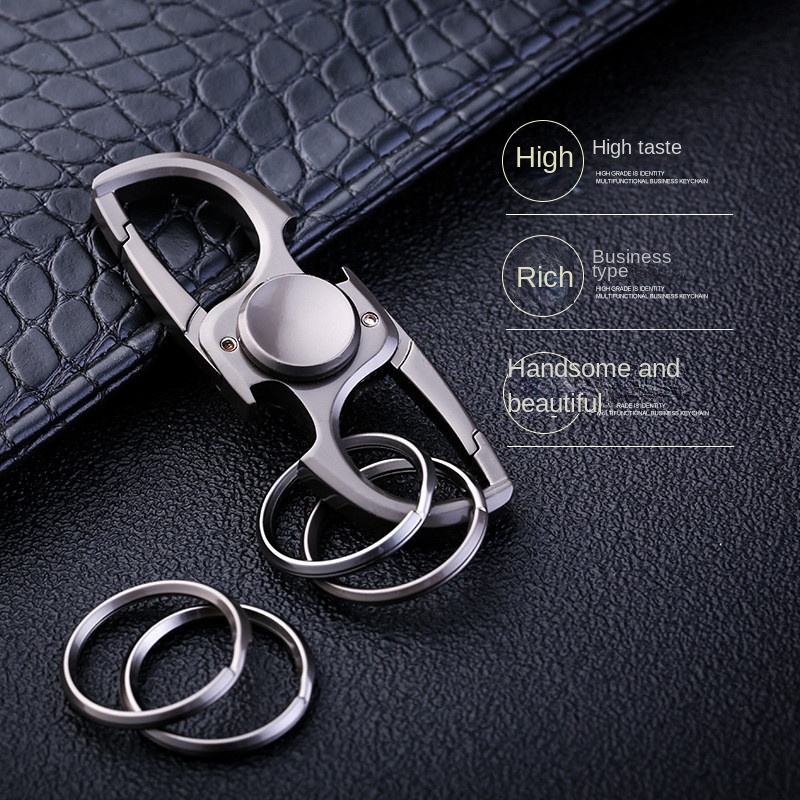 Aoma fidget spinner chaveiro design criativo masculino presente de aço inoxidável chave do carro cintura pingente anel criativo brinquedos fidget