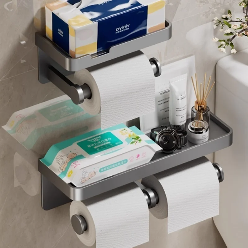 Kein Bohren Toilettenpapierhalter Wandmontierter Toilettenpapierhalter aus Aluminiumlegierung Taschentuchhalter Taschentuchhalter Badezimmerzubehör