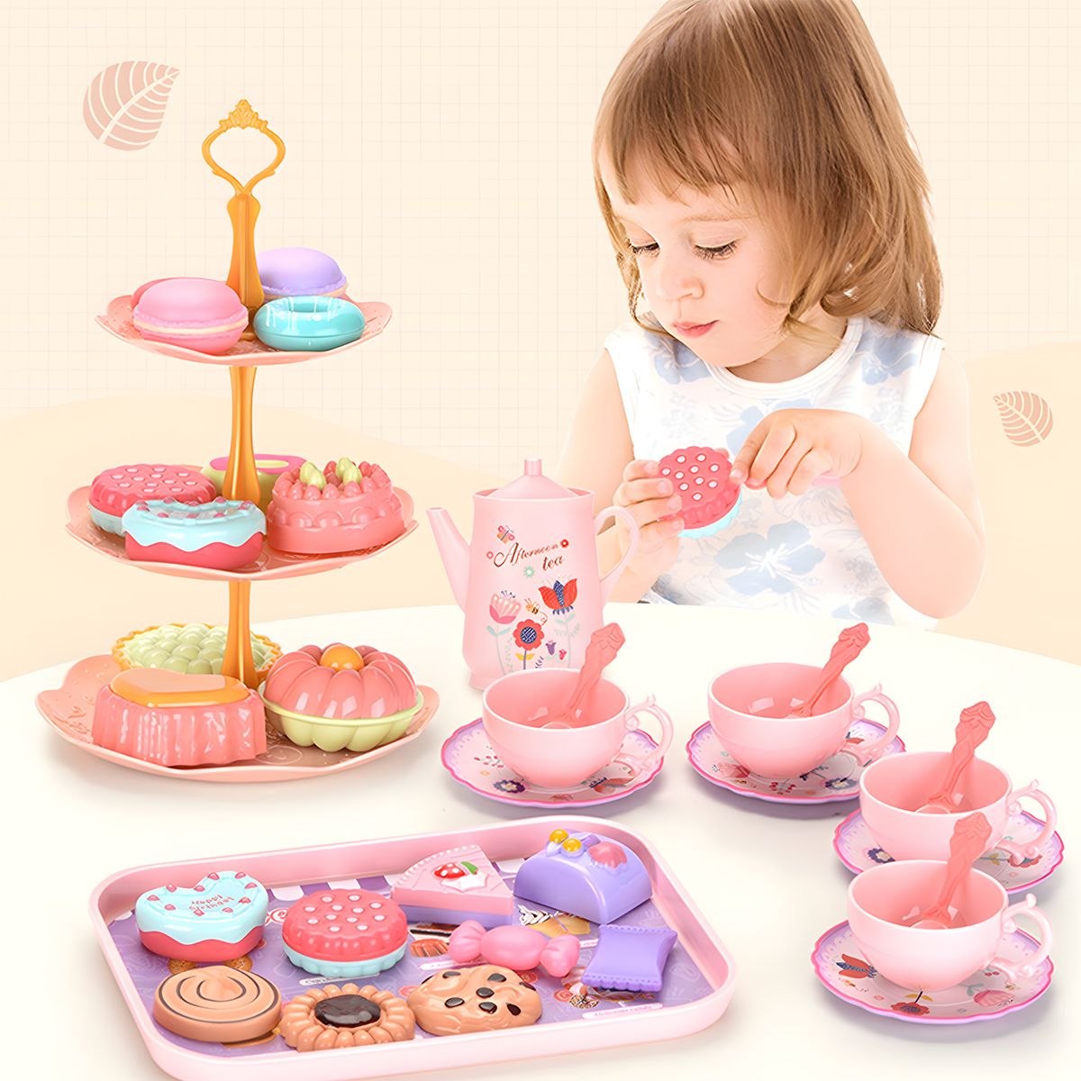 Spielzeug-Teeset für kleine Mädchen. Teeparty-Set, Spielzeug für Kinder und Mädchen, Rollenspiel-Snack-Spielzeug. Nachmittagstee-Sets für Kleinkinder, Spielzeug