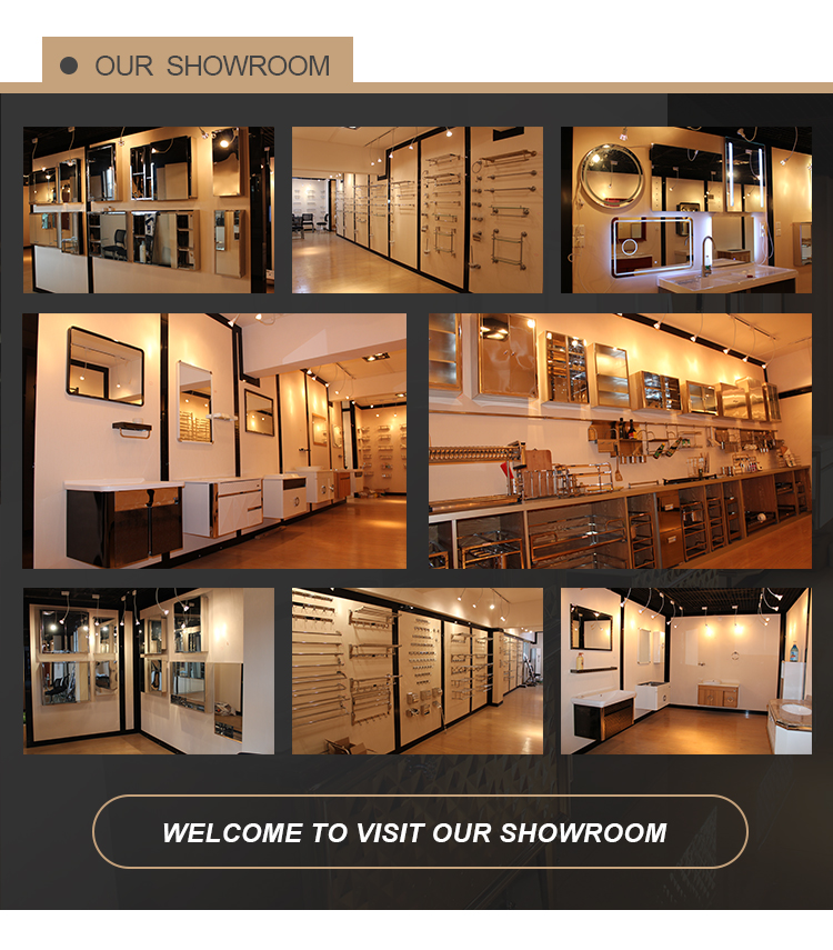 Porta de espelho de parede de aço inoxidável com armazenamento, atacado