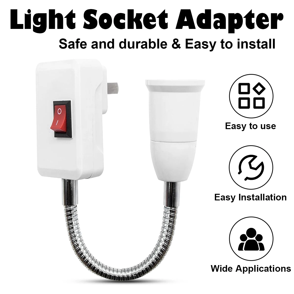 Base de lámpara E27, toma de luz de prueba móvil con curva Flexible, adaptador de luz, interruptor de enchufe, soporte de lámpara con enchufe para UE, EE. UU., Reino Unido, lámpara de mesa LED