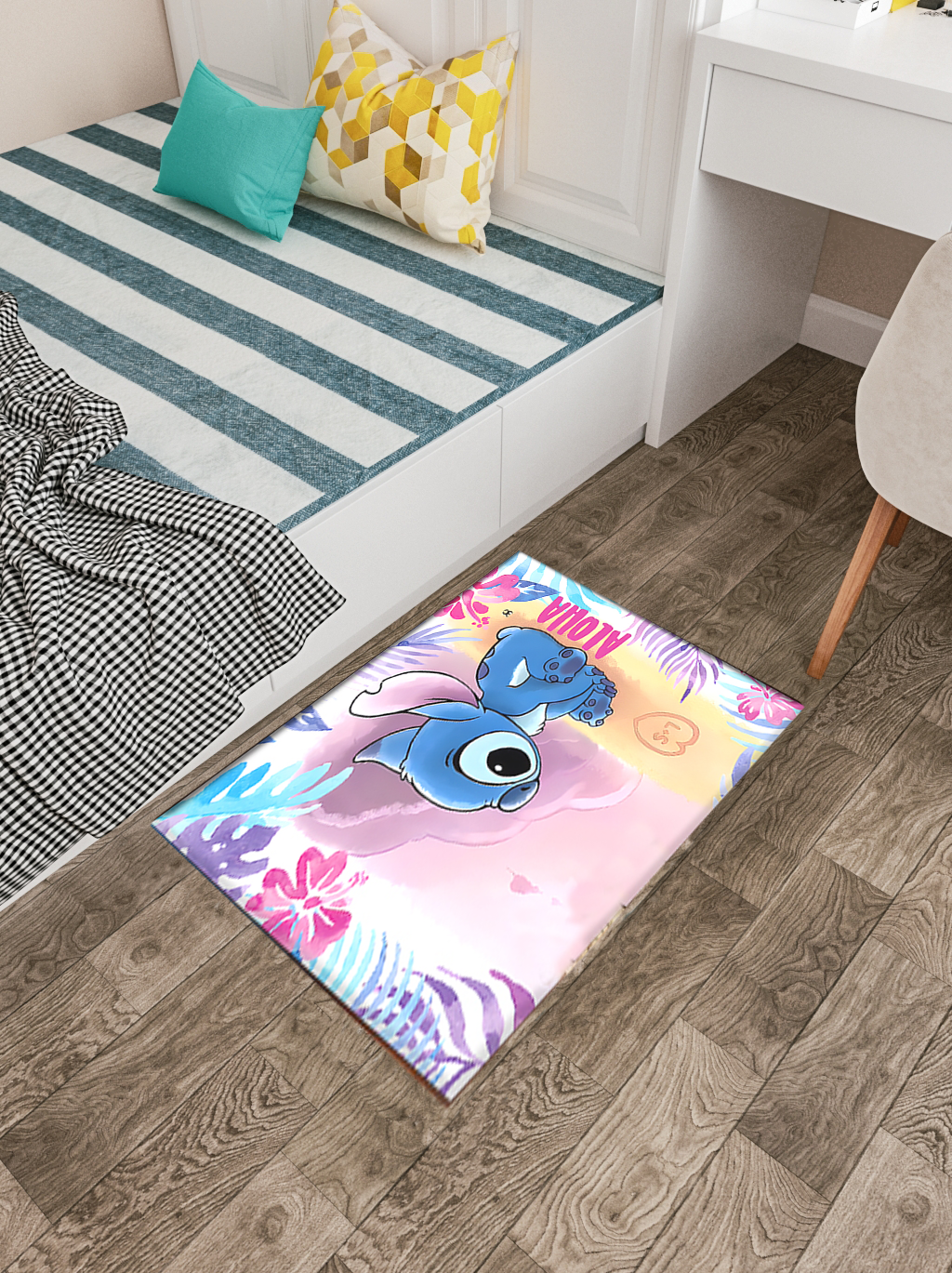 VIKAMA Cartoon Animation Crystal Pile Home Decorative Carpet Bedroom Living Room Kitchen Machine Washable Crawling Carpet