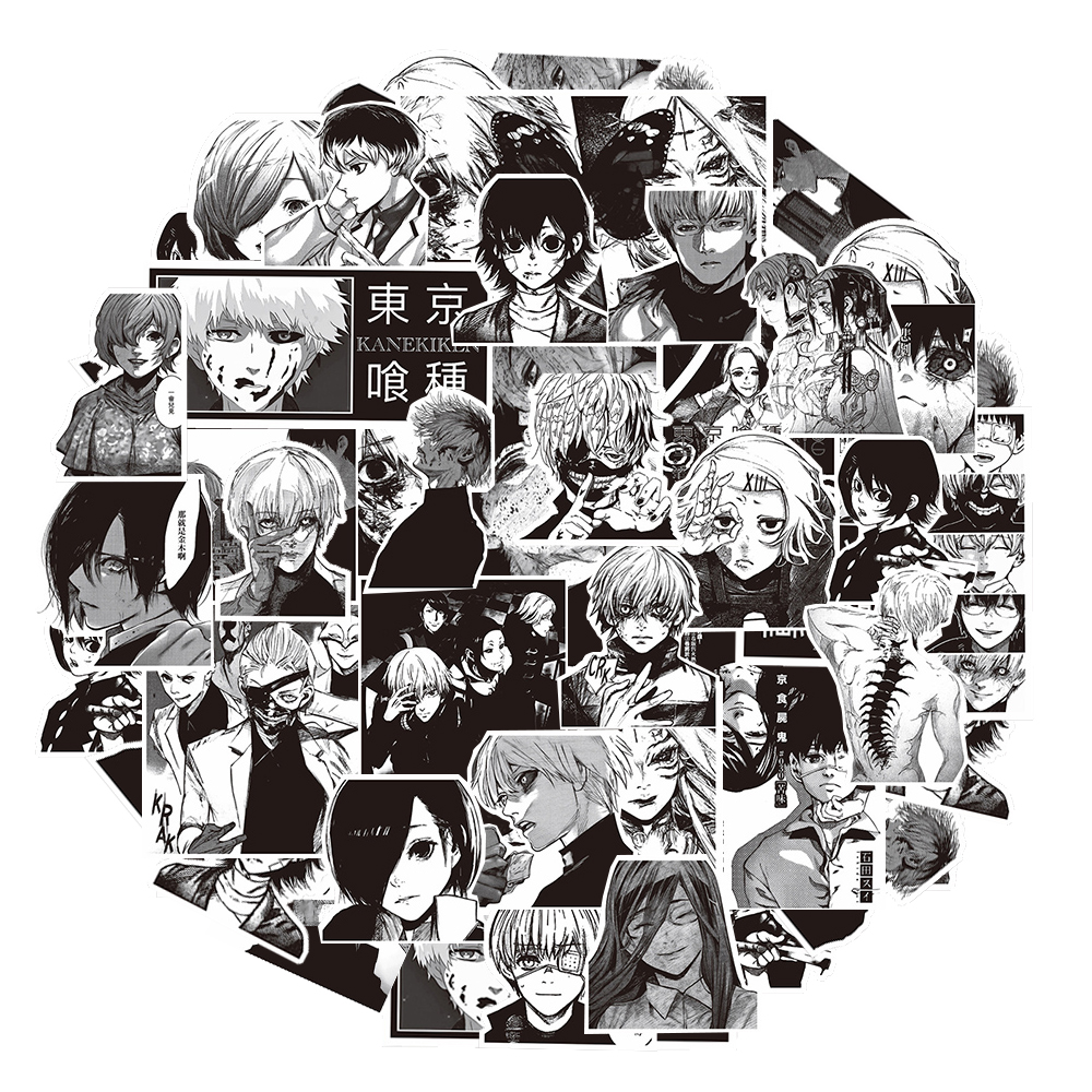 10/30/70pcs Kaneki Ken Tokyo Ghoul Anime Stickers Black and White Anime Graffiti Sticker Motorcycle Skateboard Phone Cool Decal