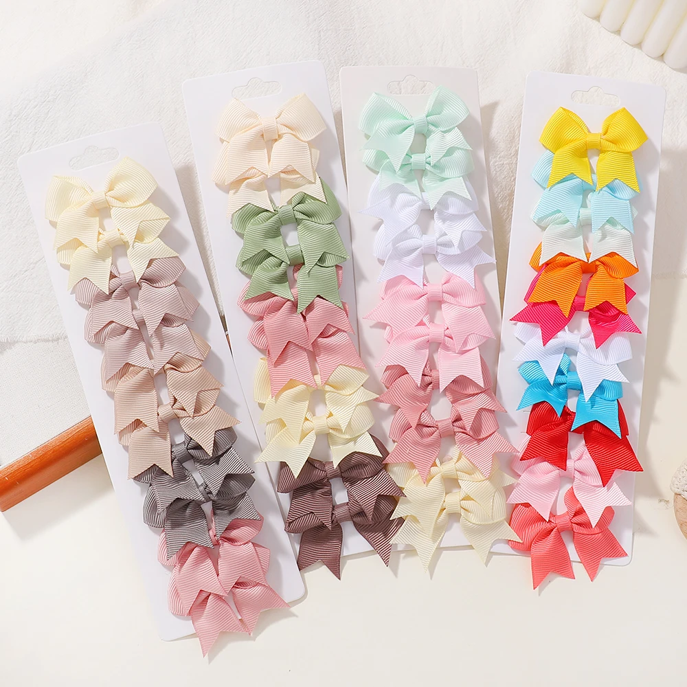 10 ピース/セット新かわいいソリッドリボンちょう結びヘアクリップ女の赤ちゃん手作り弓ヘアピンバレッタ帽子子供ヘアアクセサリー