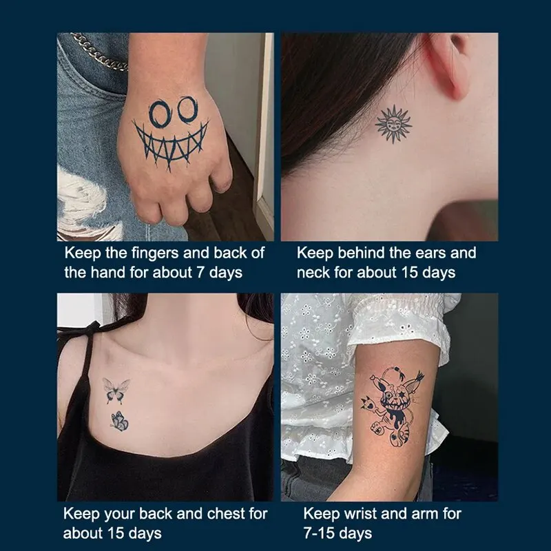 Autocollants de tatouage à base de plantes de dessin animé Semi-Permanent, 30 pièces, autocollants d'impression par transfert d'eau jetables imperméables pour femmes