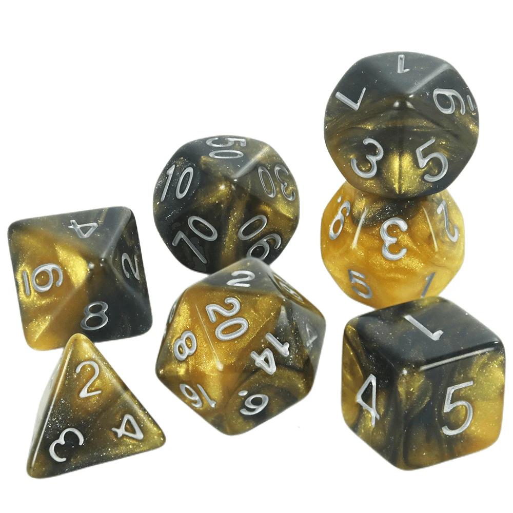 Polyhedrale dobbelstenen set 7-delige dobbelstenen met Galaxy-thema voor DND RPG-bordspelaccessoires