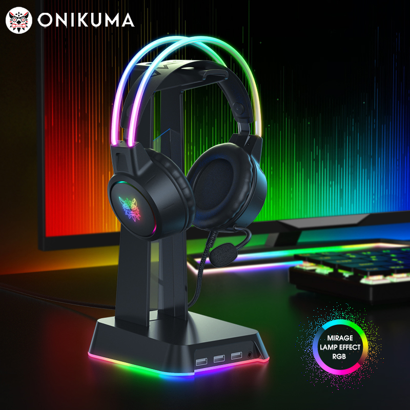 ONIKUMA RGB-Gaming-Kopfhörer mit flexiblem HD-Mikrofon, 3,5-mm-Gaming-Headsets für PC, Xbox, PS4, PS5, Switch, Computerspiele