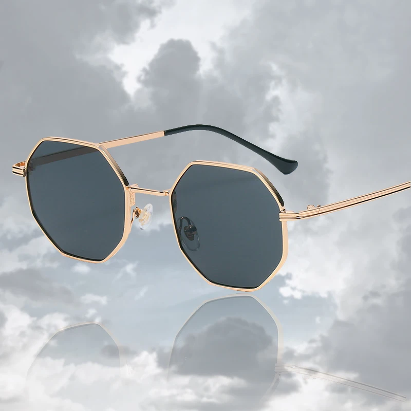 Occhiali da sole retrò alla moda Occhiali da sole poligonali classici con montatura in metallo Uomo Donna Occhiali da sole alla moda Viaggi Shopping Occhiali alla moda