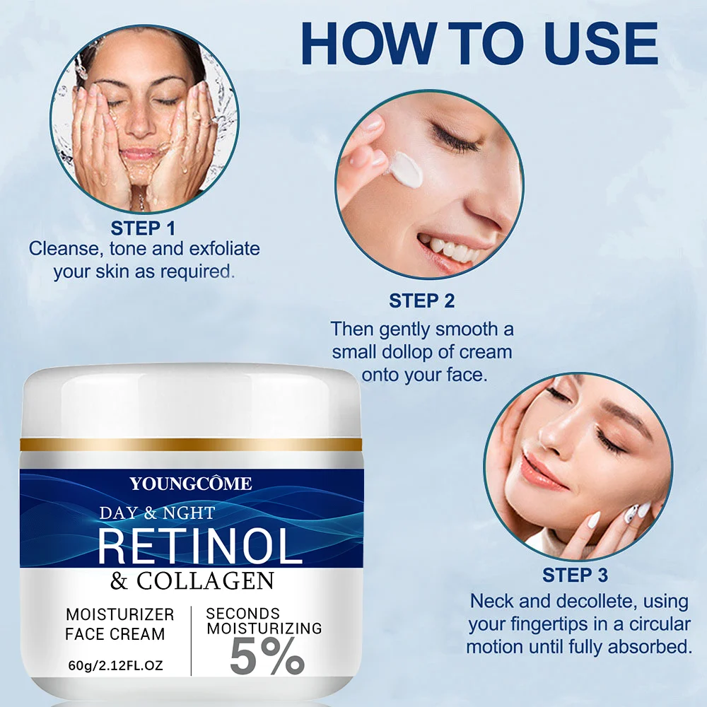 คอลลาเจน Retinol ครีมบํารุงผิวหน้ากรดไฮยาลูโรนิก Anti Aging Firming Lifting Fade Fine Lines Whitening Moisturizing Brightening Skin