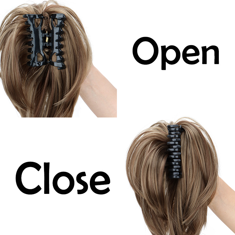 WIGSIN Scrunchies per capelli sintetici disordinati Chignon corto dritto Coda di cavallo Artiglio Clip nelle estensioni dei capelli Updo arruffato per le donne