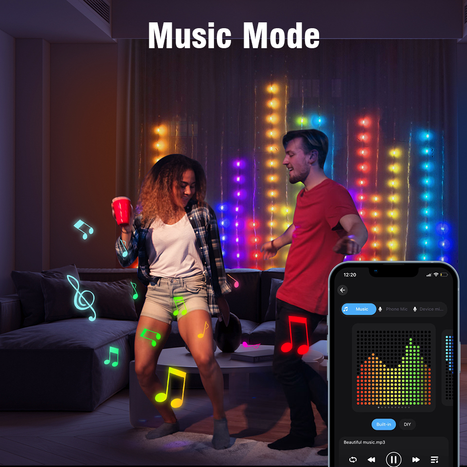 USB 5V Smart Vorhang Lichter App Steuerung LED String Licht Schlafzimmer Dekor Fee Licht Weihnachten Girlande DIY Text Muster display