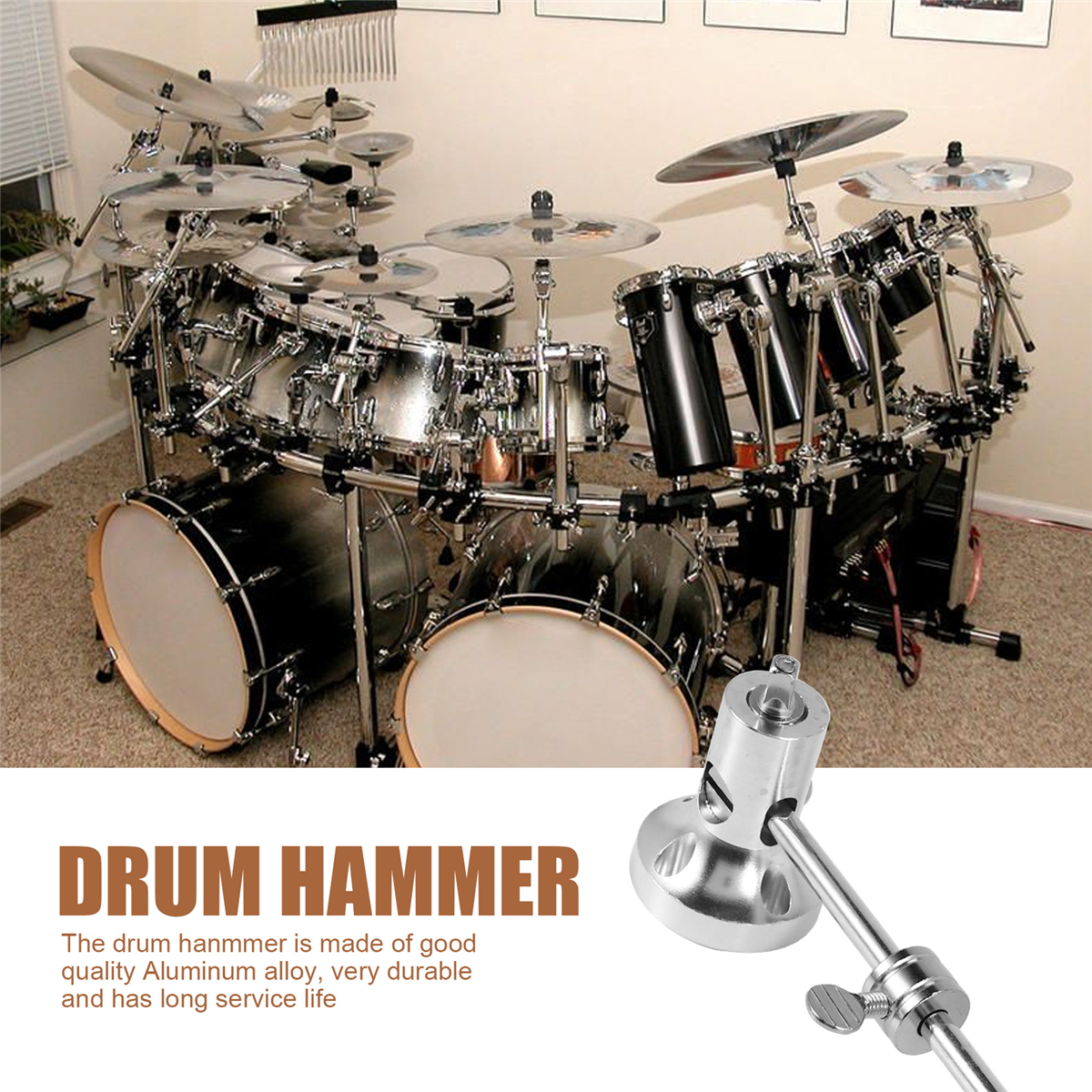 Alumínio Alloy Bass Drum Pedal Batedor, Cabeça ajustável Hammer, Percussão Instrument Acessórios