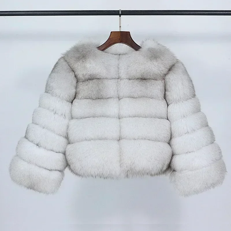 Echten Fuchs Pelzmantel Winter Jacke Frauen Oansatz Dicke Mode 2025, Natürliche Fuchs Pelz Waschbären Oberbekleidung Warme Luxus Weibliche Plus Größe