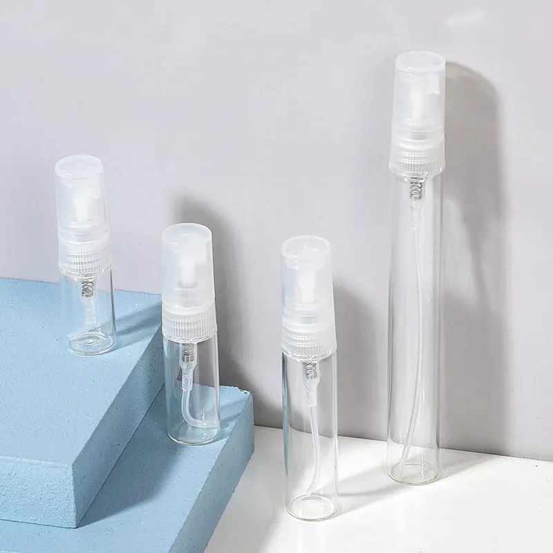 Mini botella de vidrio transparente para Perfume, botella vacía para cosméticos, tubo de ensayo de muestra, viales de vidrio fino ámbar, 2ML, 3ML, 5ML, 10ML