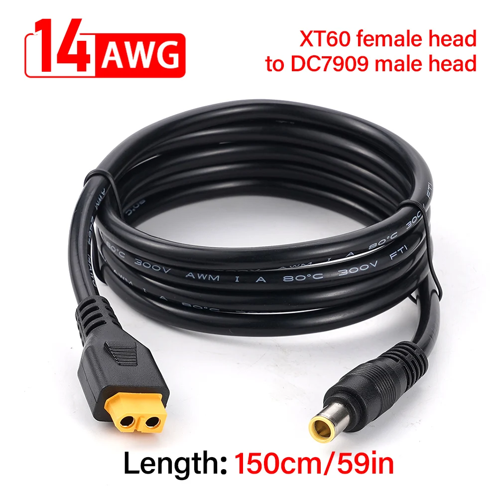 Conector tipo bala macho XT60 a macho DC7909 14awg 1,5 m Cable de conexión de panel solar 8,0 cabeza macho XT60 hembra HeaS