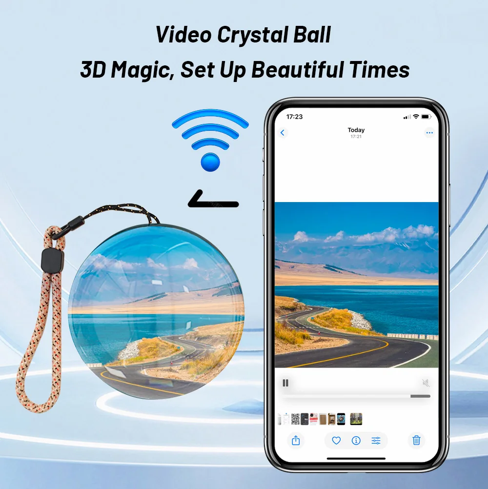 7cm 3DWiFi upgraded version crystal ball DIY video playback display electronic ball, suitable for displayfamily and friend gifts