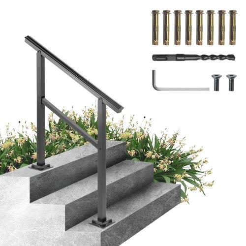 Outdoor Handrail 165LBS Load Handrail Outdoor Stairs Aluminum Stair Handrail 36 x 35" Outdoor Stair Railing Transitional for