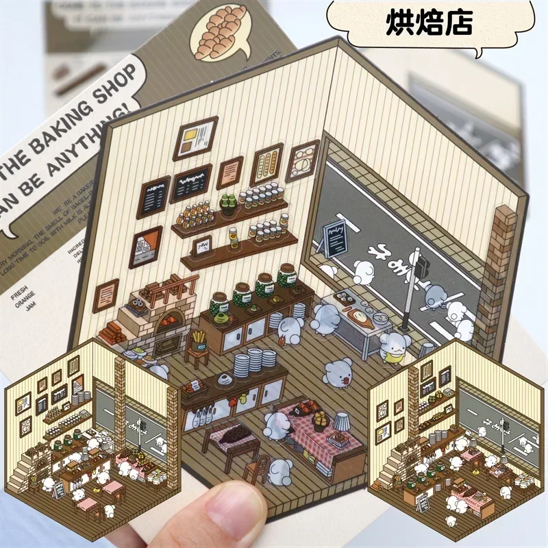 3D สติกเกอร์ DIY Cabin ฉากซ้อนและวางสามมิติบัญชีมือของขวัญเด็กเด็กนักเรียนความเครียดบรรเทา