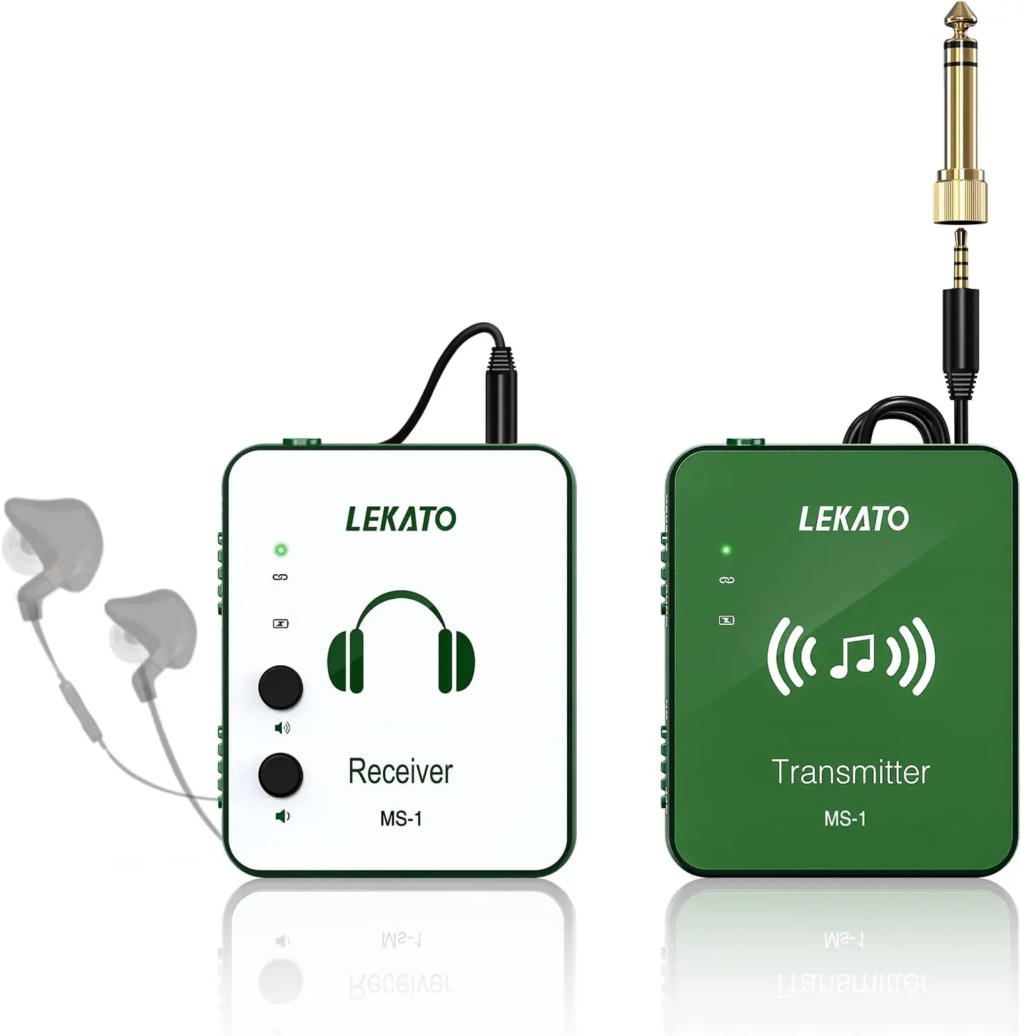 LEKATO Wireless in-Ear Monitor System 2.4Ghz Wireless IEM System with Transmitter Receiver Automatic for Studio Live (MS-1G)