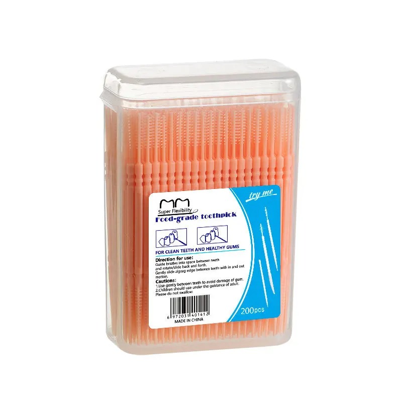 Toothpick Brush 100/200PCs Boxed Plastic Toothpick Disposable Household Interdental Brush Teeth Picking Dental Floss