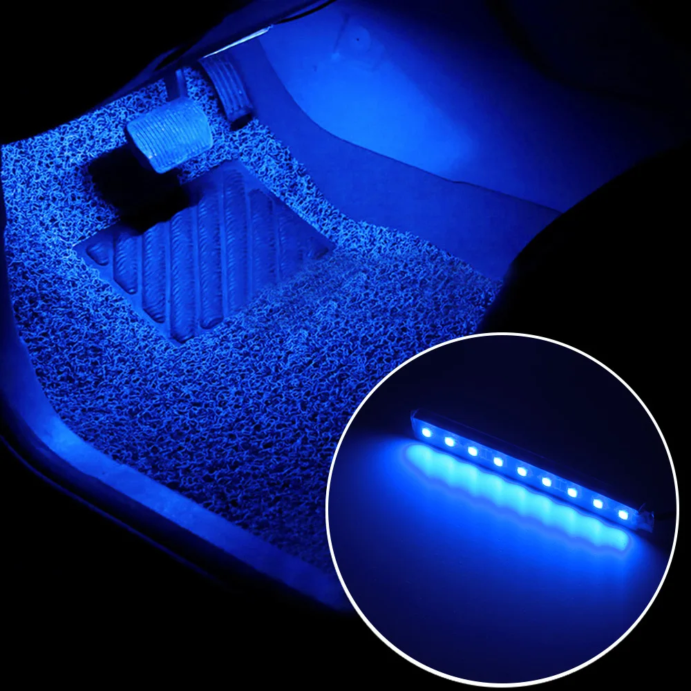 1 conjunto 9SMD Car Styling Pé Luz Backlight Decoração Interior do carro Luz Azul com Cigarro Lighter12v Led