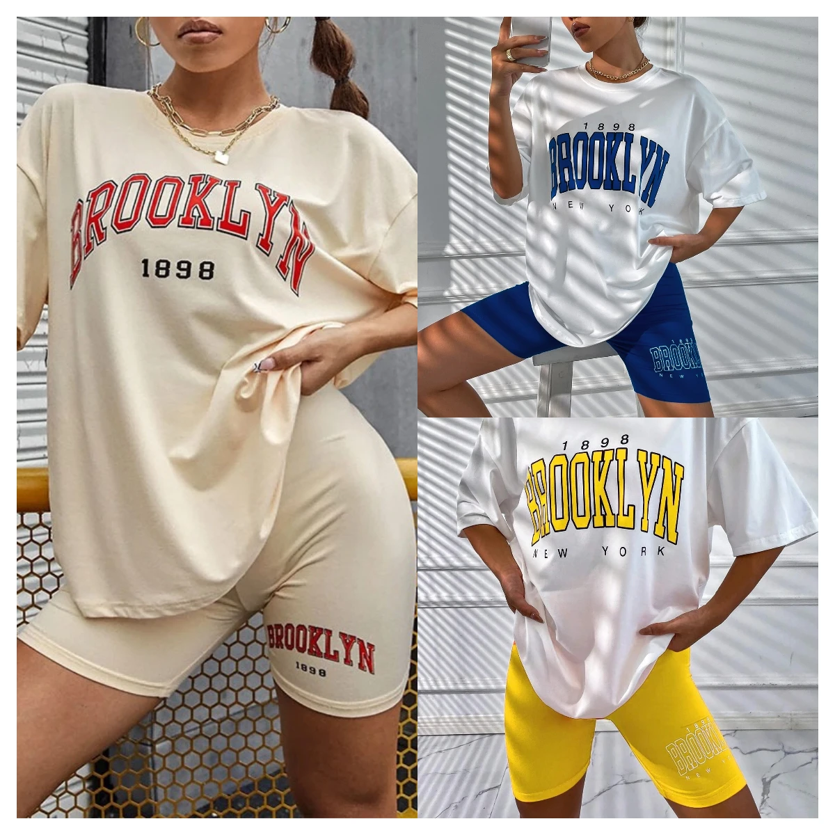Conjuntos de pijamas femininos casual solto camiseta shorts apertados fino fora homewear confortável respirável bonito elegante na moda
