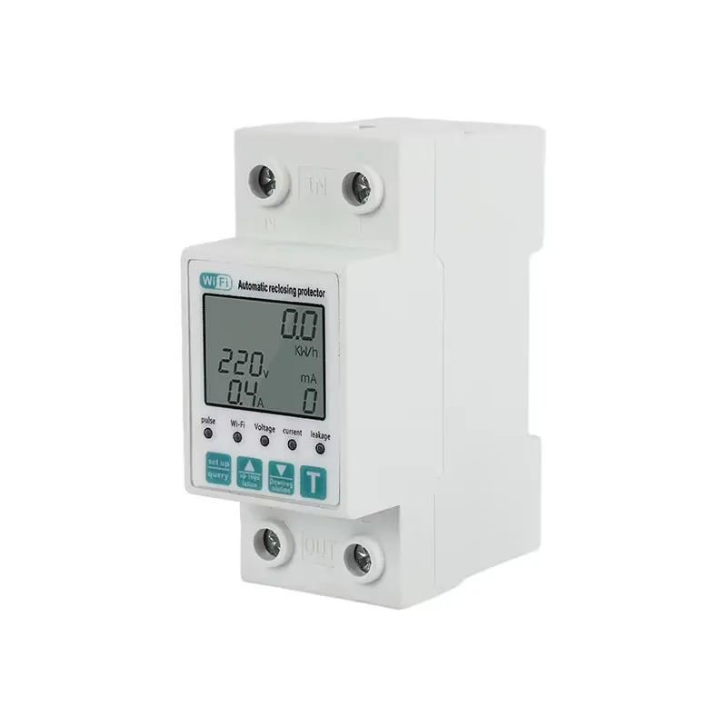 Reclosable smartlife TUYA WIFI Disjuntor 63A 110V 220V Medidor de energia Temporizador de medição com proteção contra vazamento de corrente de tensão