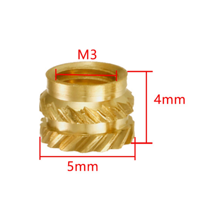 100 Chiếc M3 Ren Knurled Đồng Ren Nhiệt Bộ Chịu Nhiệt Lắp Embedment Đai Ốc, M3X5X4, cho 3D Máy In Voron 2.4 V... V...