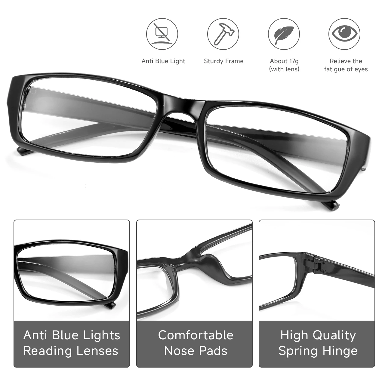 1/2/3/4 Uds Autofocus Power gafas de lectura antiluz azul gafas inteligentes Anti rayos azules Zoom automático protección ocular