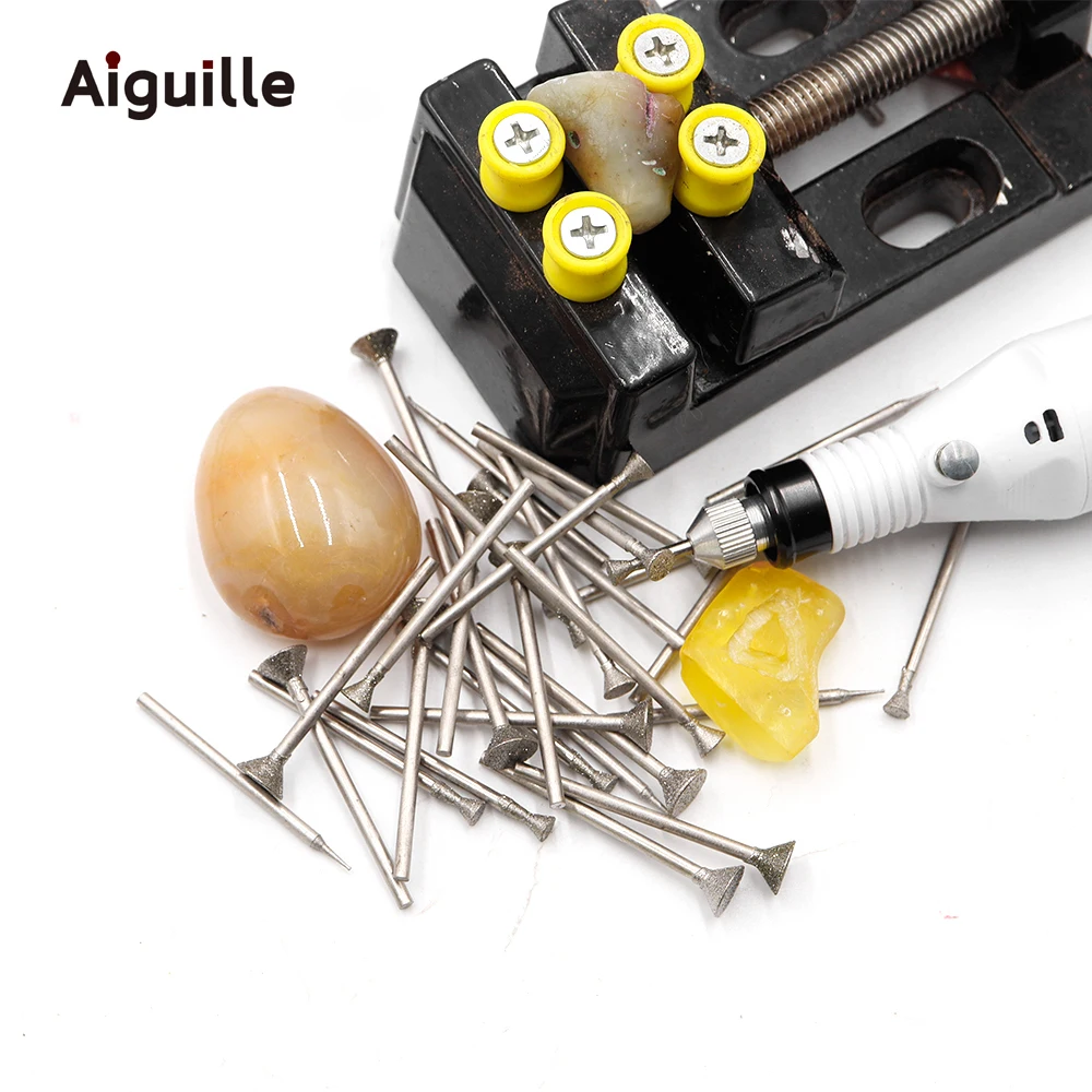 Jade Carving 120# Diamond Grinding Burr  Shank 2.35mm 0.5-8.0mm Teeth Cutting Drill bit Diamond  Grinding Burr C3-type