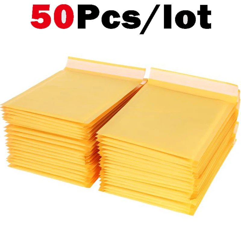 50 Cái/lốc Kraft Giấy Bong Bóng Bao Thư Túi Nhân Viên Đưa Thư Đệm Vận Chuyển Bao Thư Có Bong Bóng Bao Bì Túi Đưa Thư Túi Bảo Quản