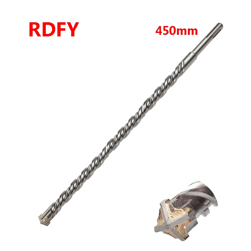 450mm 1pcs Extended Concrete Cross Drill Rotary Hammer Drill Bits For Wall Drilling SDS PLUS 8mm-32mm BIT DRILL