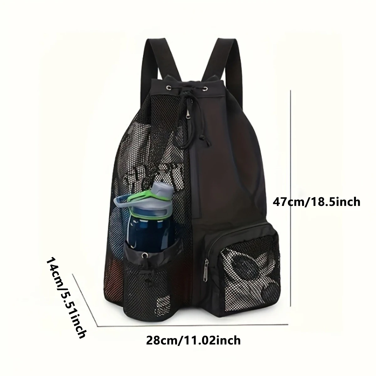 Outdoor beach backpack, swimming bag, mesh perforated drawstring backpack with wet bag, gym yoga exercise storage bag, 1 set