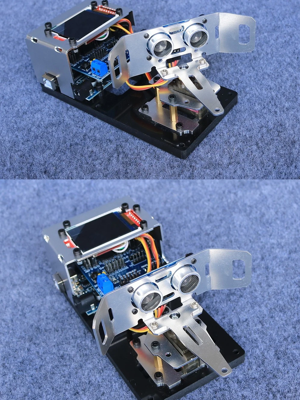 Ultrasonic Radar Detector Robô para Arduino, NANO, Starter Kit Programável, Mg90, 1.8 "Tela
