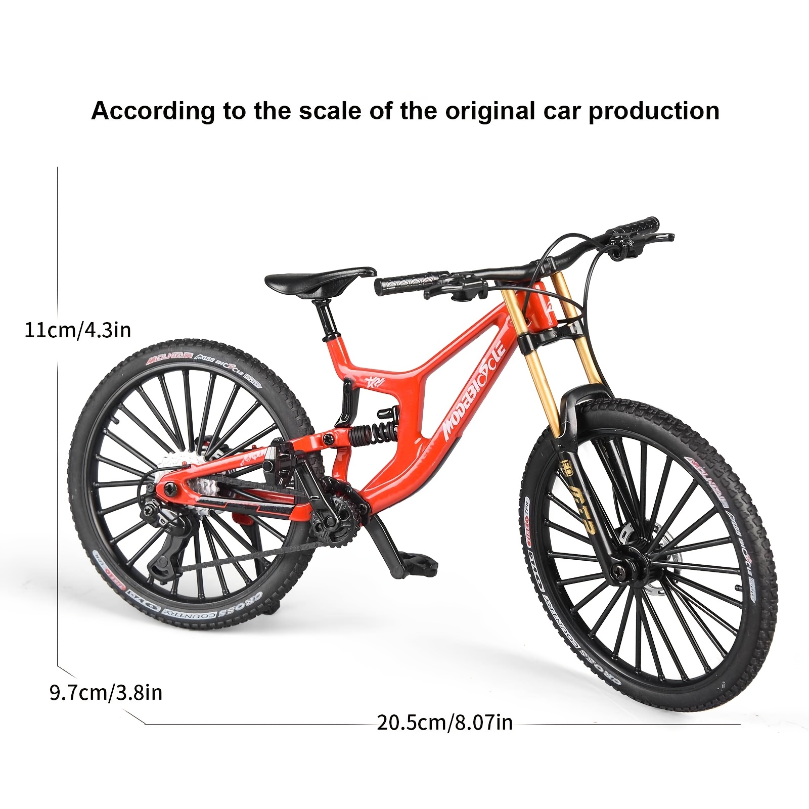 1:6 Scale Alloy Mountain Bike Model Realistic Gear Toy with Front & Rear Shock Absorbers for Bicycle Enthusiasts