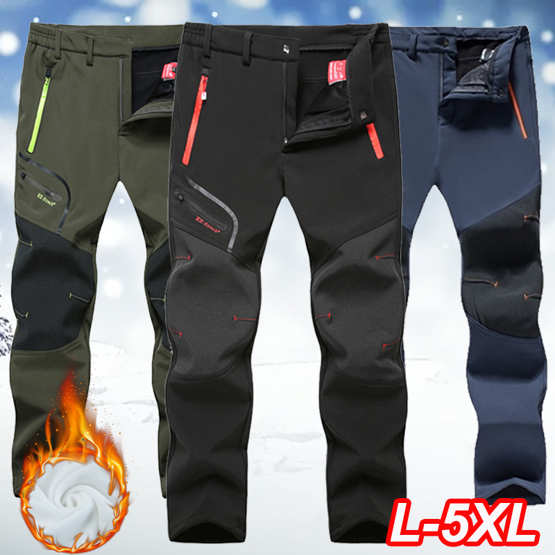Pantalones gruesos impermeables para senderismo al aire libre para hombre, pantalones de escalada para acampar, transpirables, de secado rápido, para pesca, esquí y senderismo, invierno y otoño