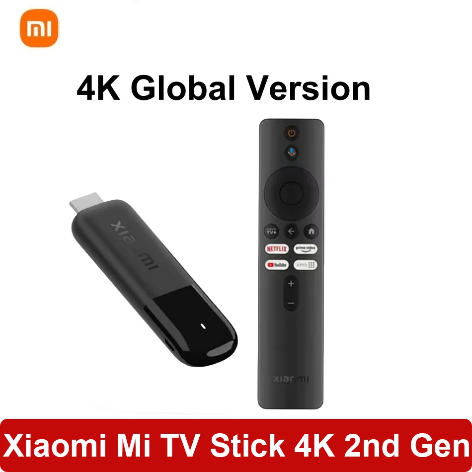 2025 versión Global Xiaomi Mi TV Stick 4K 2.a generación 2GB RAM 8GB ROM Bluetooth 5,2 Wifi6 Netflix asistente de Google Smart TV Dongle