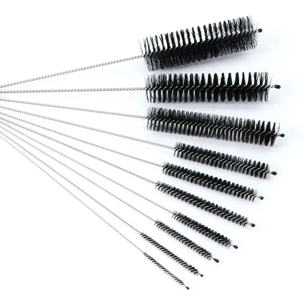 Juego de cepillos de limpieza para el hogar, Kit de cerdas para limpiar botellas, tubos y pajitas, de nailon, 10 piezas