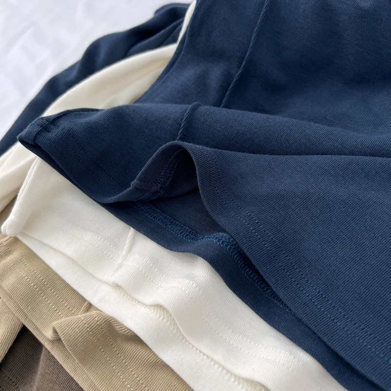 Slim Fit Striped Pit Solid Basic Tops Round Neck Long Sleeved T-shirt Women's Spring  Autumn Inner Layup Bright Thread Tee