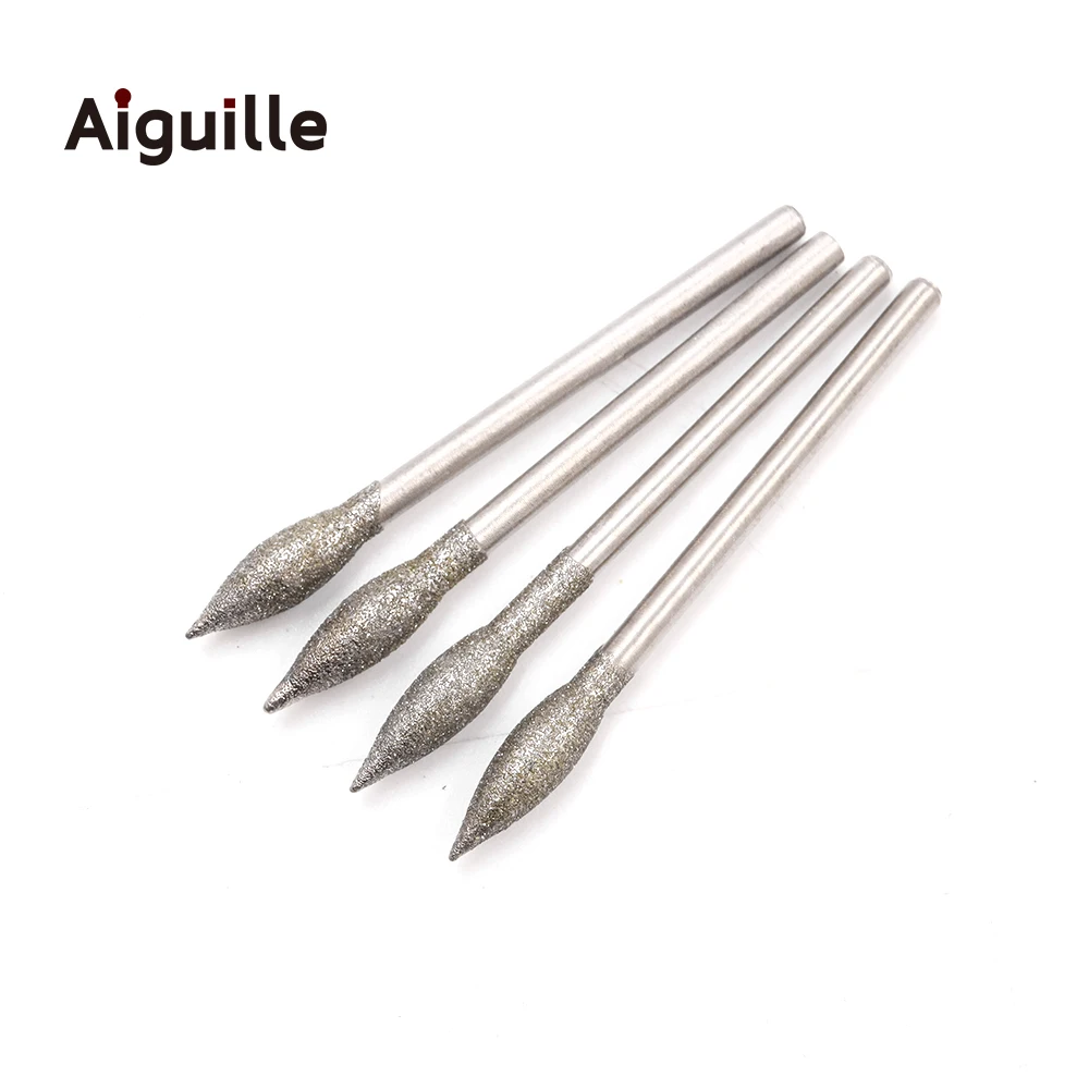50/100pcs J type shank 2.35mm Diamond Grinding Burr Teeth Grinding Bits Grinding Point Jade stone Peeling Polishing Bits