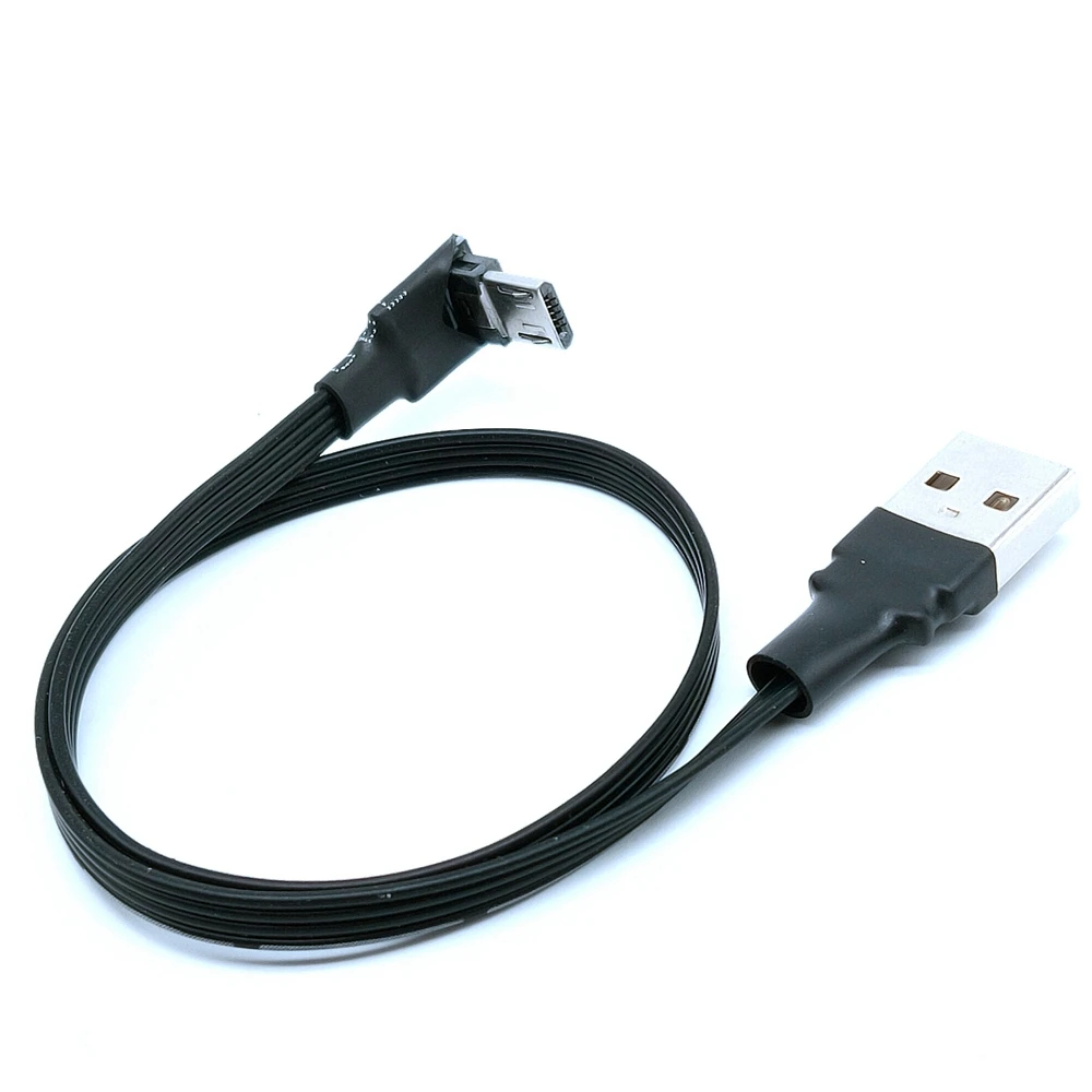 5CM-300CM Super plano Flexible recto, arriba, abajo, izquierdo y derecho en ángulo 90 grados USB Micro USB macho a USB Cable de datos macho 1M 2M