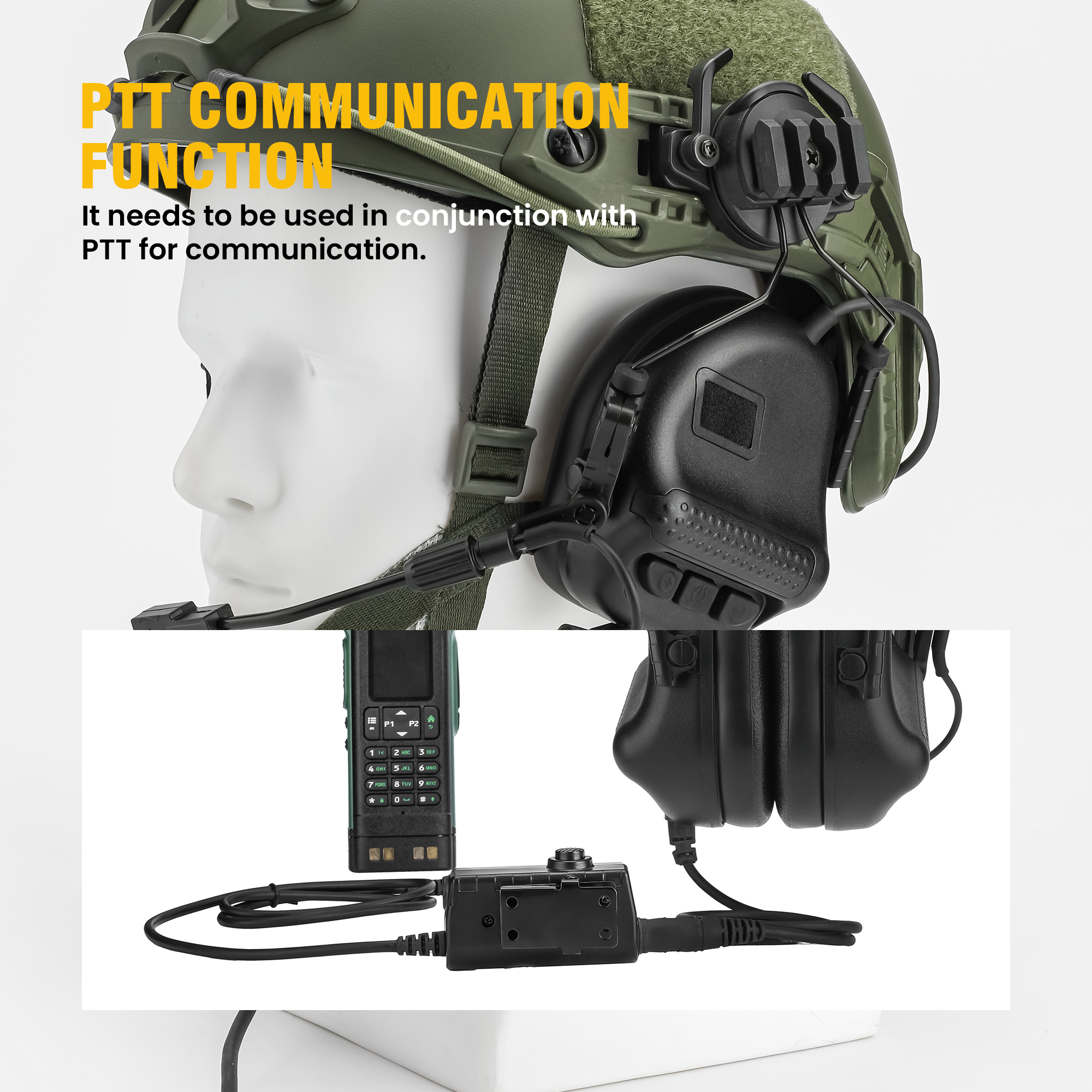 Tactical Headset Military Grade Passive Noise Reduction Helmet Compatible for Shooting Range Training Communication Headset