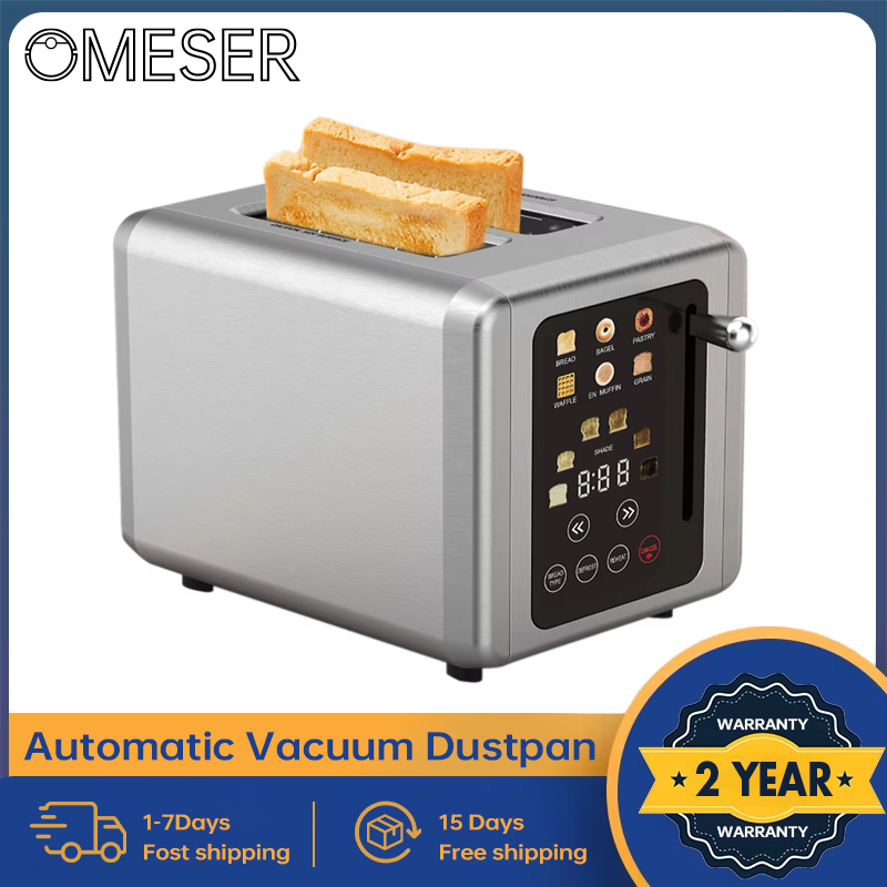 OMESER-Tostadora eléctrica automática de 850W para desayuno, parrilla portátil inteligente con pantalla táctil, máquina para hacer pan para el hogar
