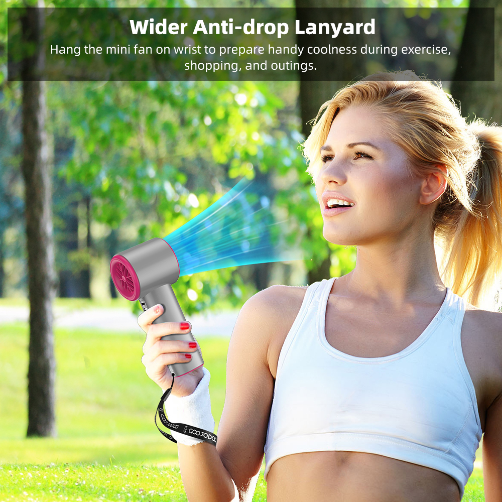 พัดลมขนาดเล็กชาร์จได้แรงลม100เกียร์พัดลมไฟฟ้าความเร็วลมจอแสดงผลดิจิตอลเทอร์โบปรับได้แบบพกพากลางแจ้ง